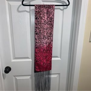 Women’s Scarf With Fringe Pink Red 54” L x 7” W